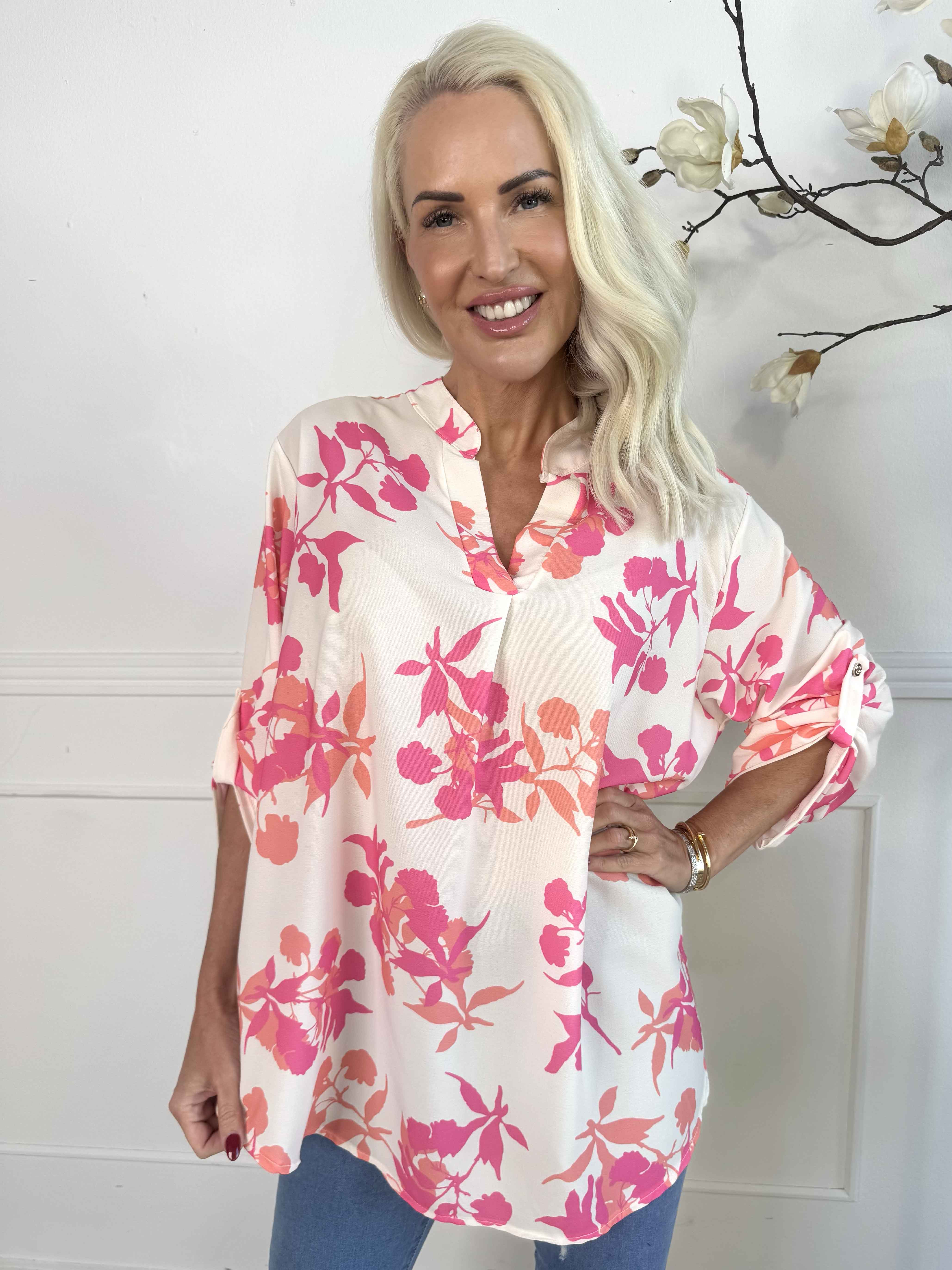 Vanesa Leaf - Tunika i lätt viskos med bladmotiv